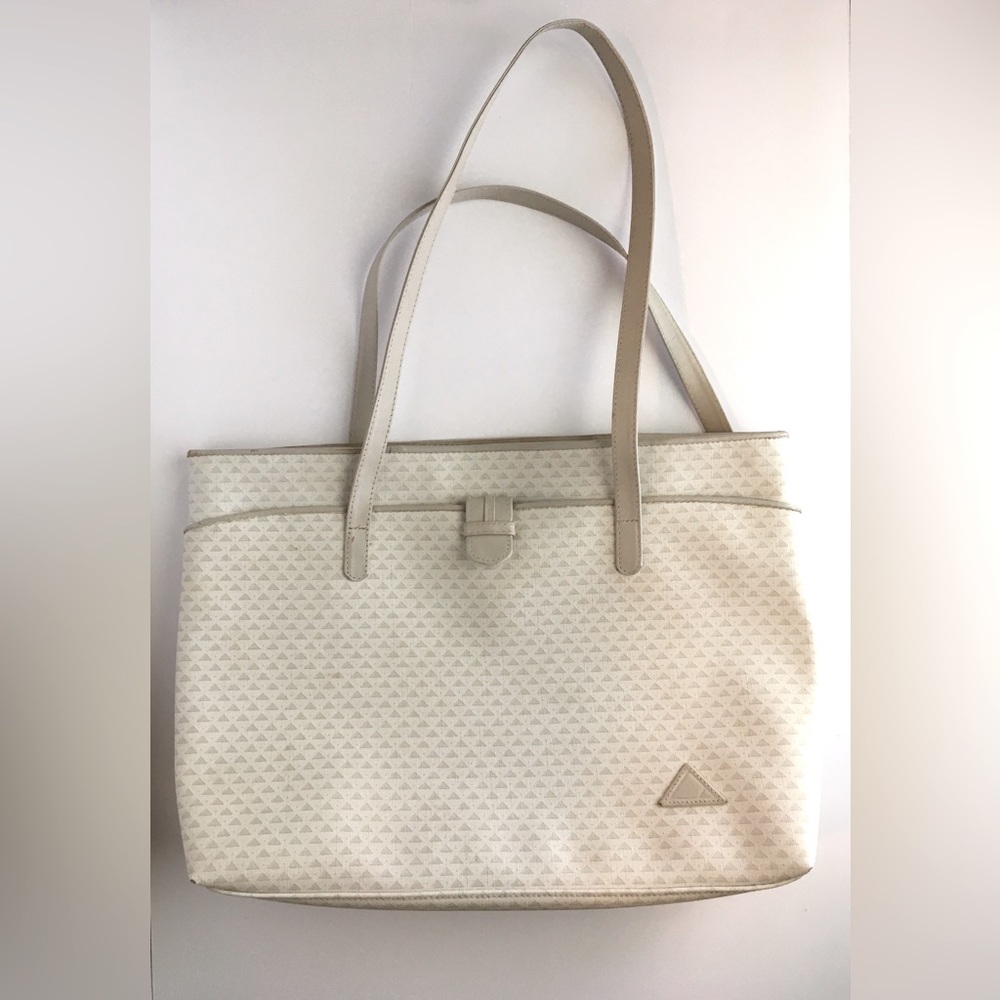 Vintage 1984 Liz Claiborne Leather & Coated Canvas Tote